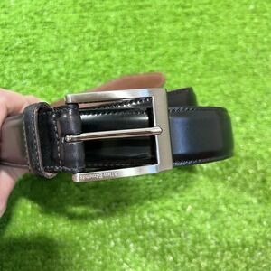 Allen Edmonds Shell Cordovan Leather Western Silver Brass Buckle Black Size 44